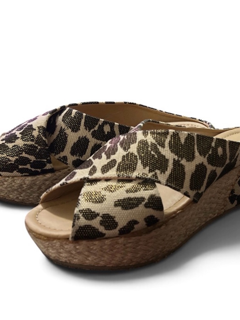 Chinese Laundry Leopard Print Espadrille Wedge Sandals - Beige/Black